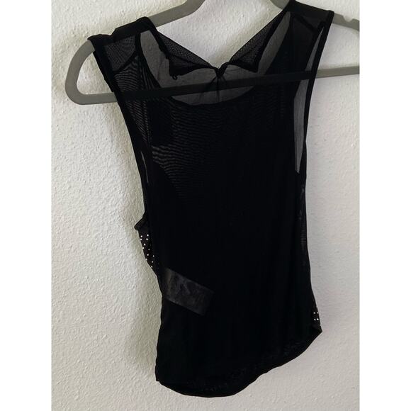 Free People Mirrorball Crop Tank Top Cowl Mesh Crystal Embellished Black Size XS - Picture 12 of 13